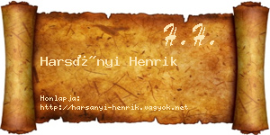 Harsányi Henrik névjegykártya
